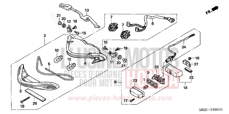 TAILLIGHT (CB600F3/4/5/6) for CB600F Hornet BOMBAY ORANGE METALLIC (YR254) from 2005